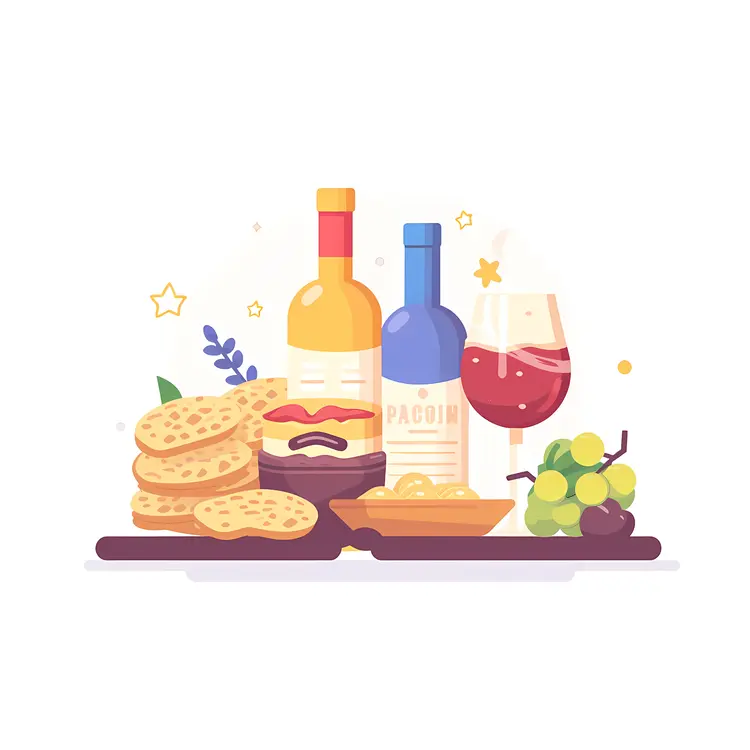Wine and Snacks on a Board