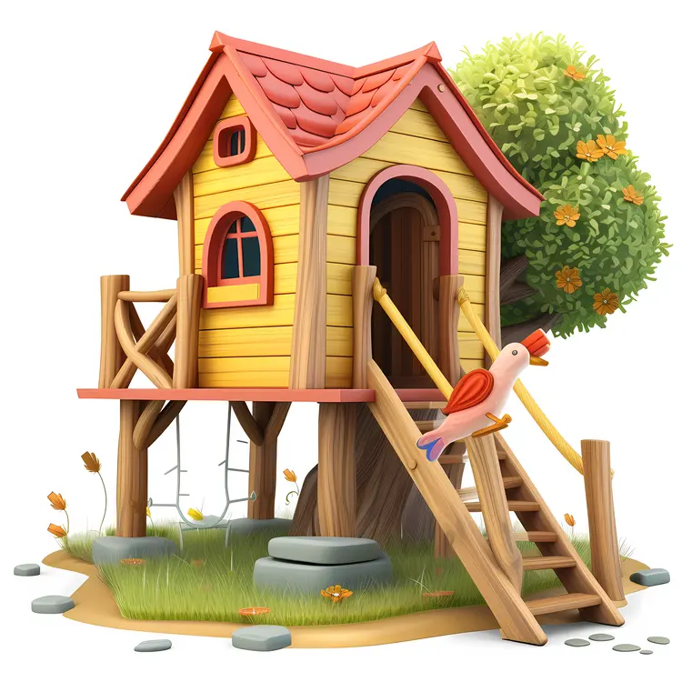 Cute Treehouse with Bird