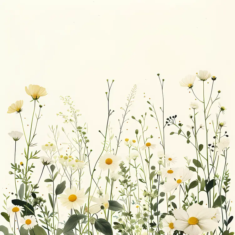 Delicate White Floral Illustration