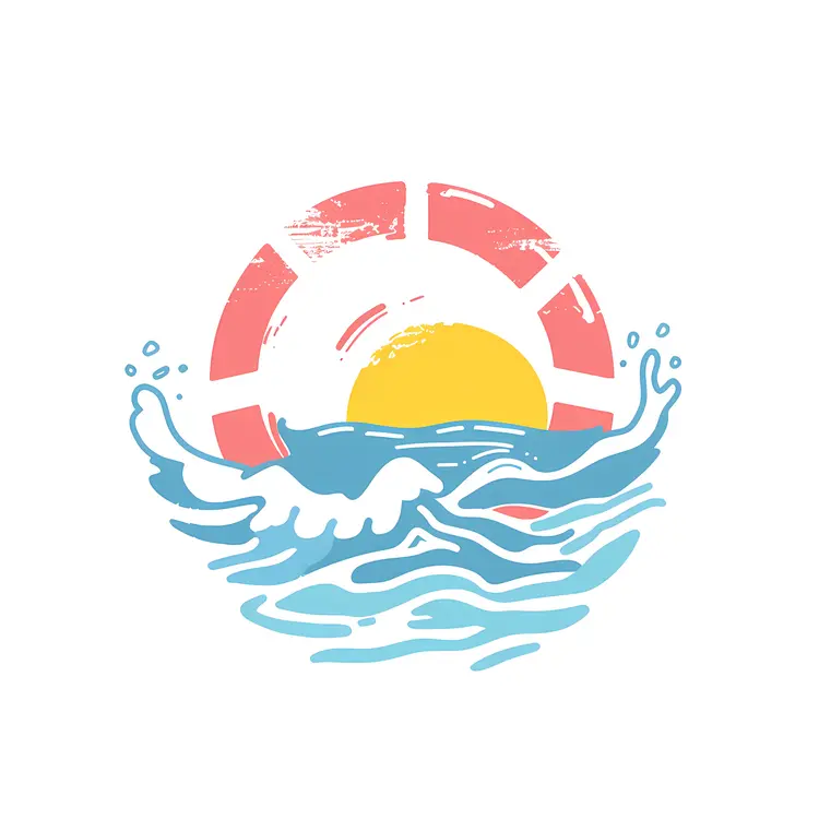 Sunset Over Waves Illustration
