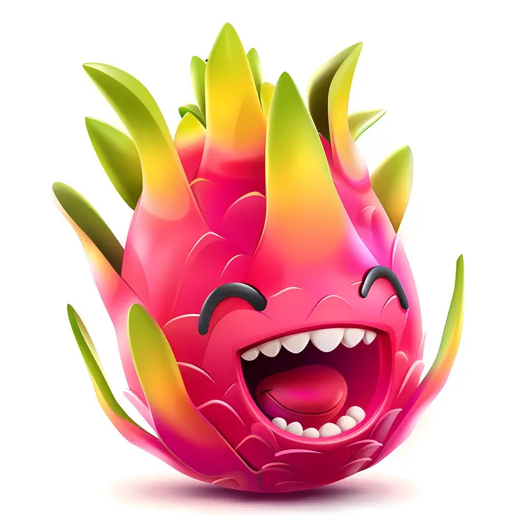 Laughing Pink Fruit Cartoon Character