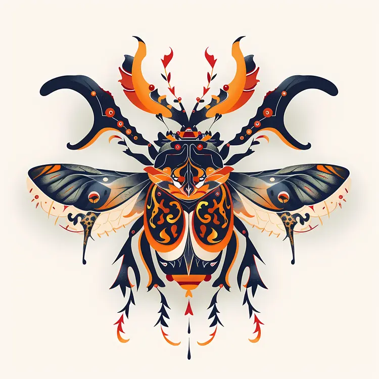 Colorful Winged Beetle Illustration