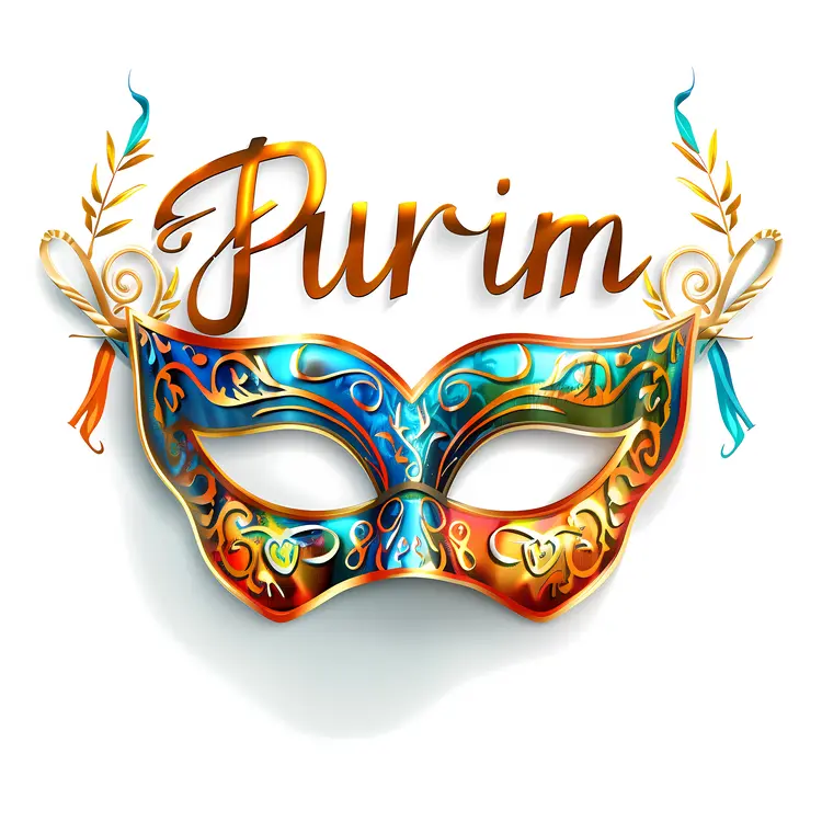 Purim Text with Ornate Mask