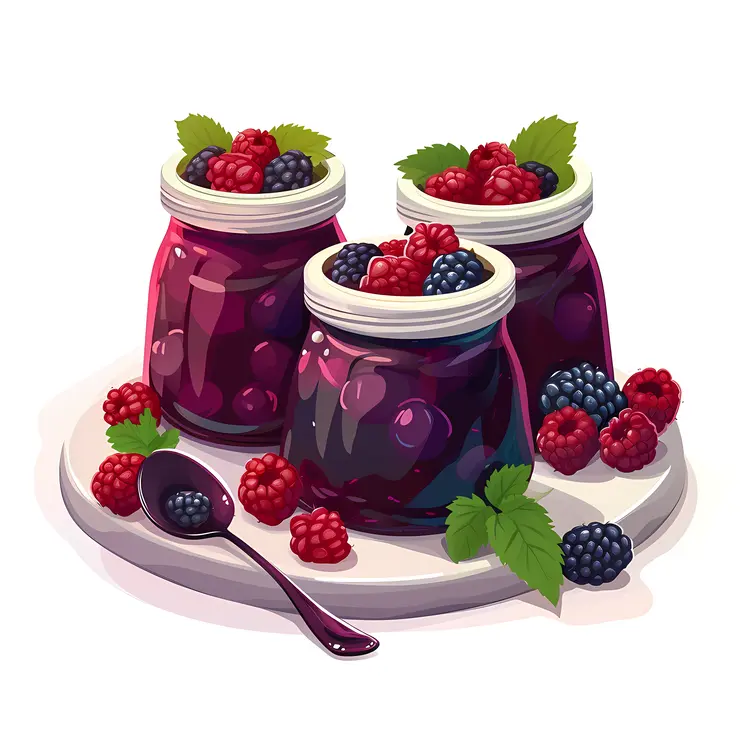 Assorted Berry Jam in Jars