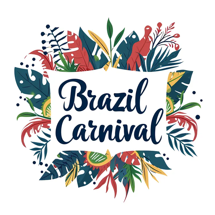 Vibrant Brazil Carnival with Tropical Leaves