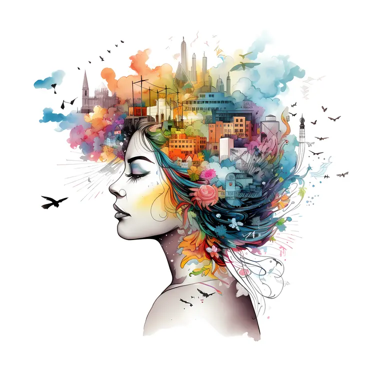 Colorful Silhouette with City Elements