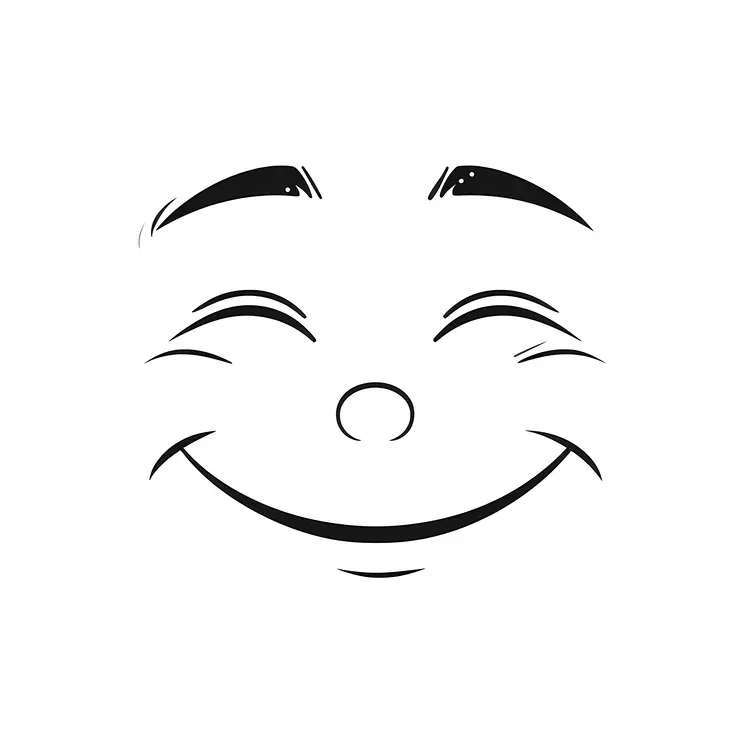 Minimalist Happy Face with Closed Eyes