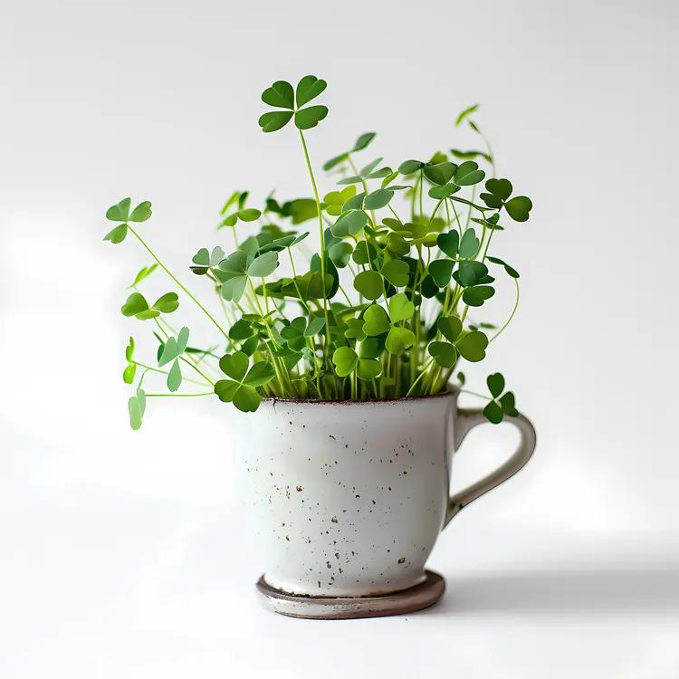 Clovers in a White Mug