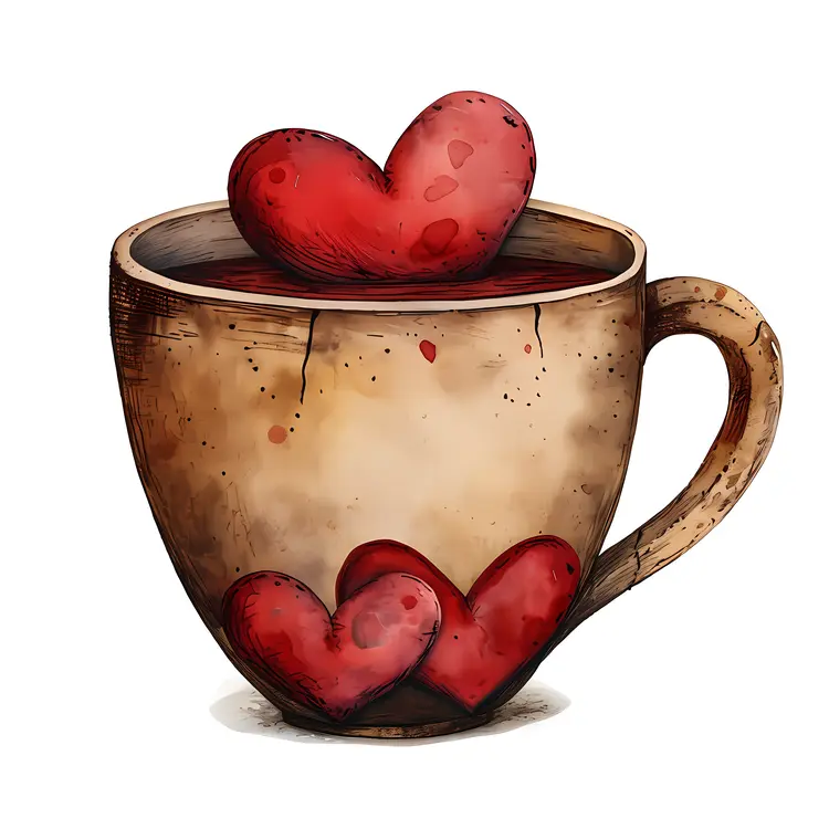 Heart-filled brown cup