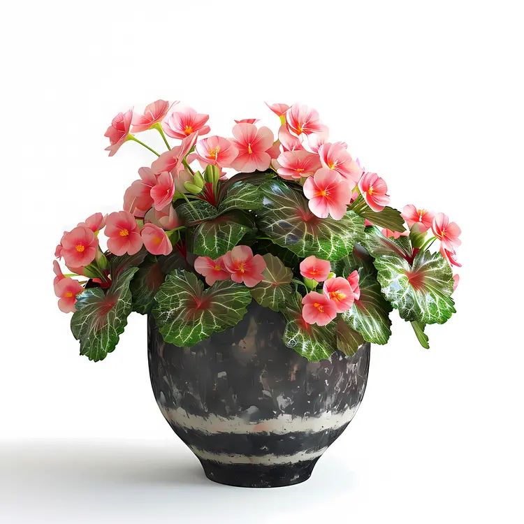 Pink Flowers in a Black Pot