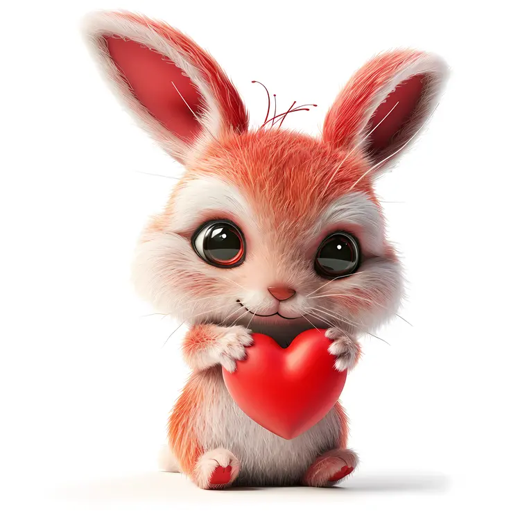 Cute Bunny Holding a Heart