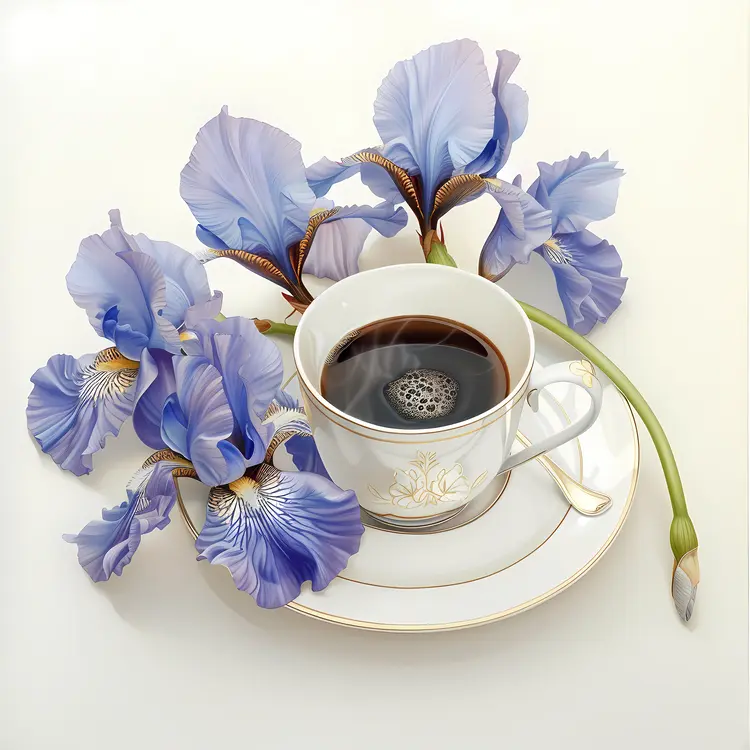 Tea Cup with Elegant Blue Flowers