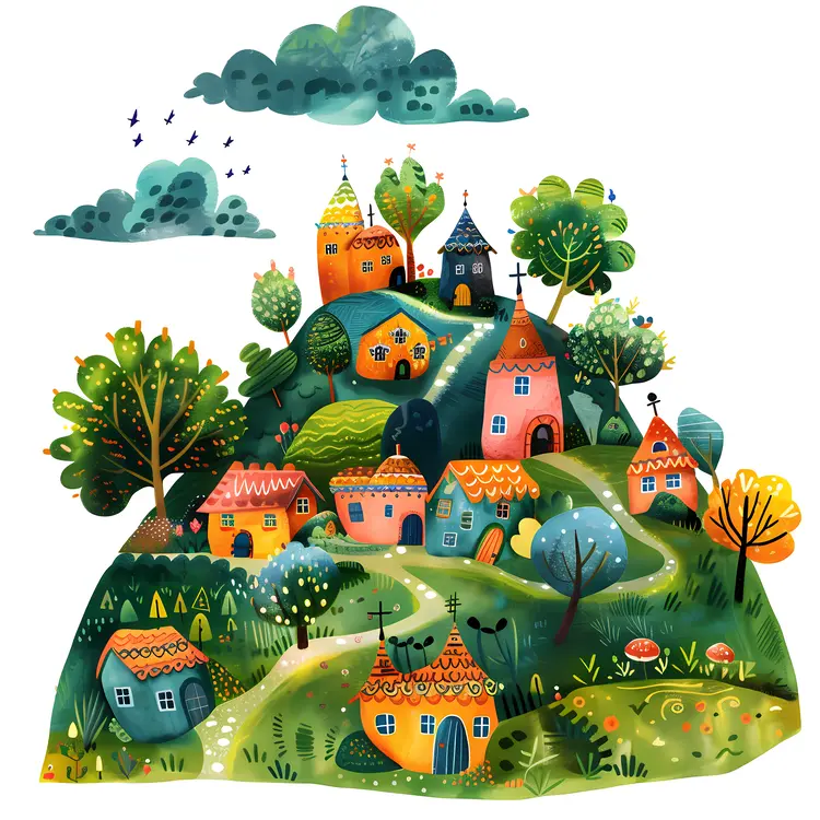Colorful Doodle Village