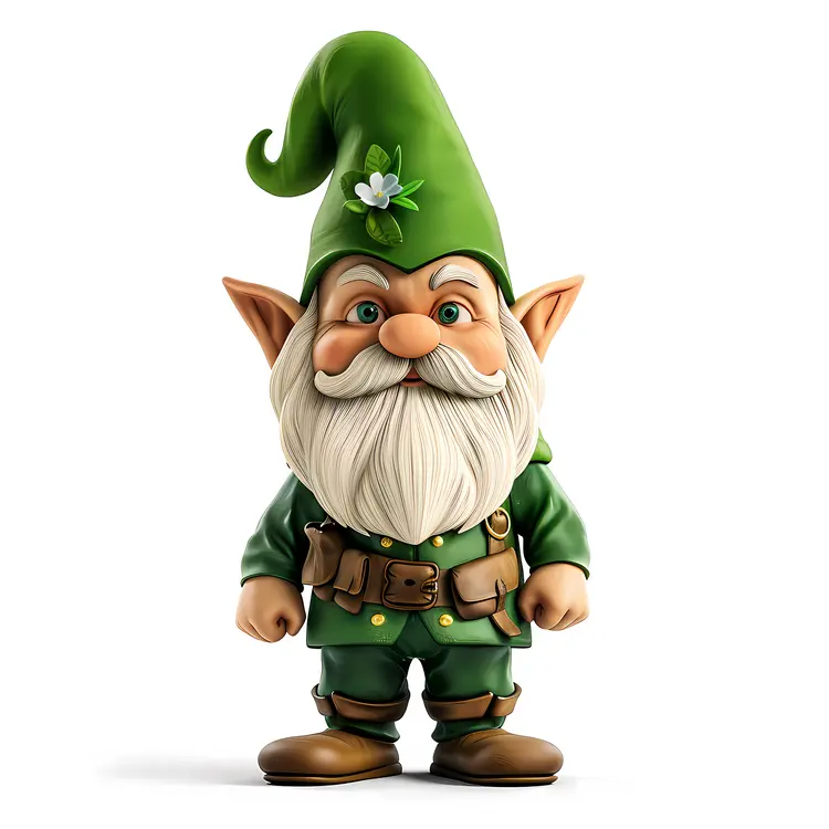 Green Gnome with Flower Hat