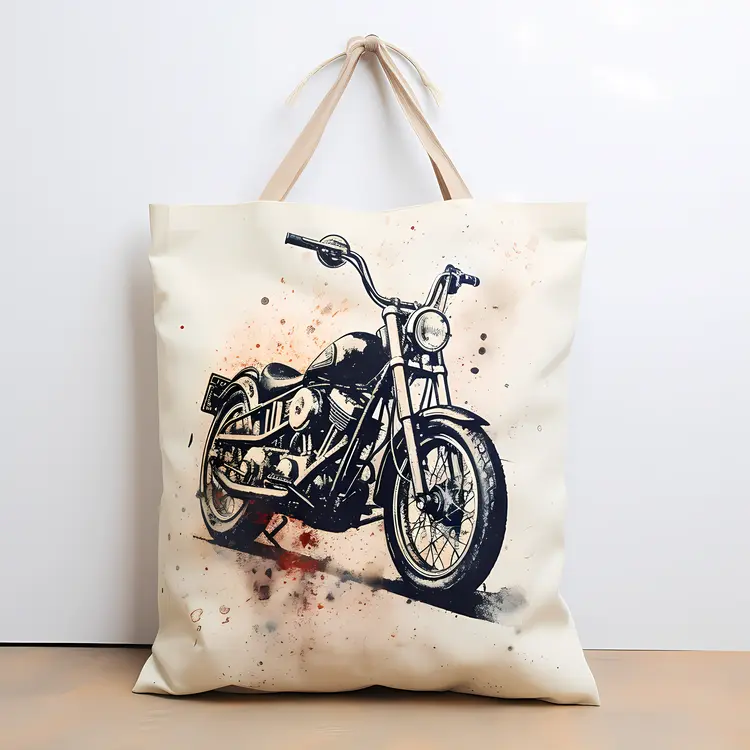Motorcycle Illustration on Tote Bag