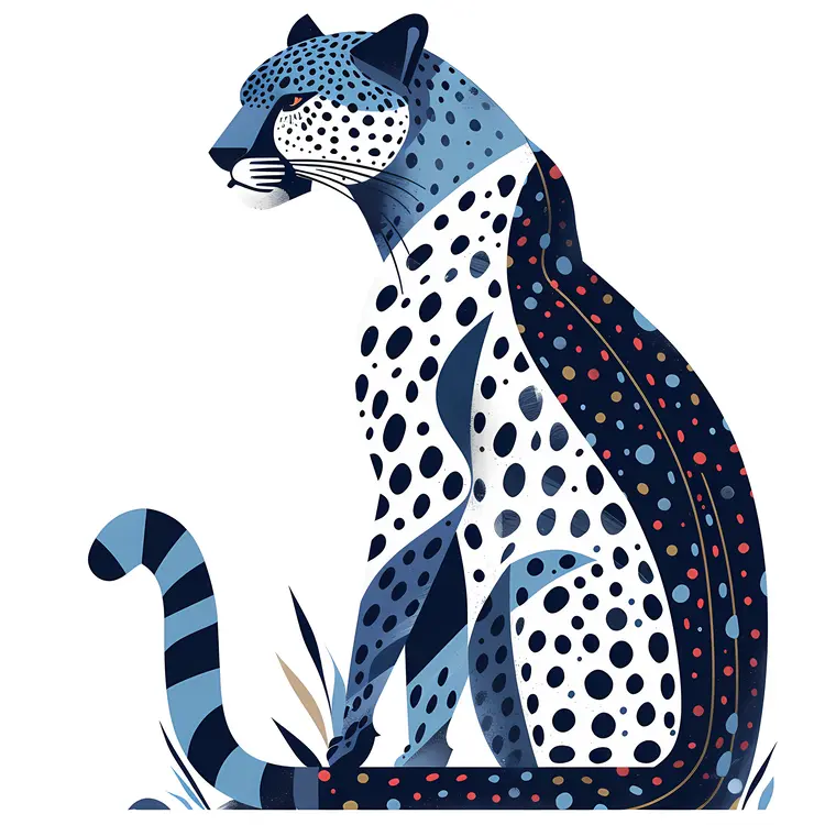Blue-Toned Leopard Illustration