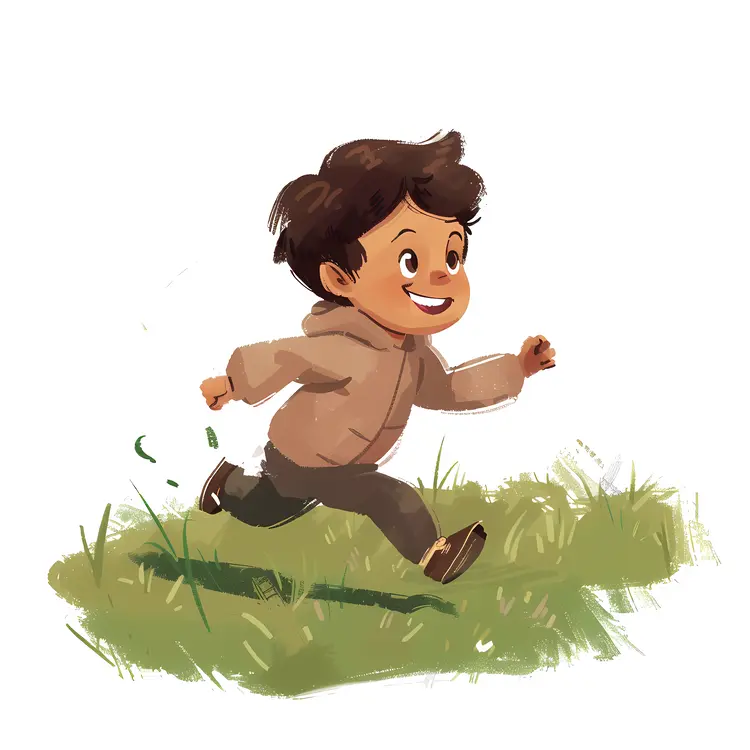 Child Running on Grass