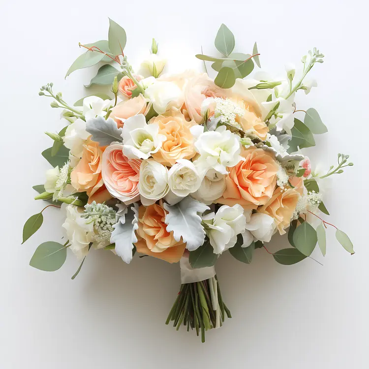 Peach and White Flower Bouquet