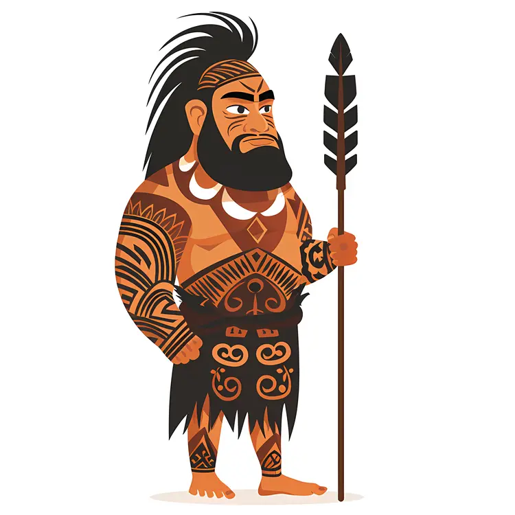 Traditional Tribal Warrior with Spear