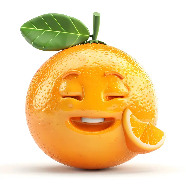 Happy Orange with Leaf