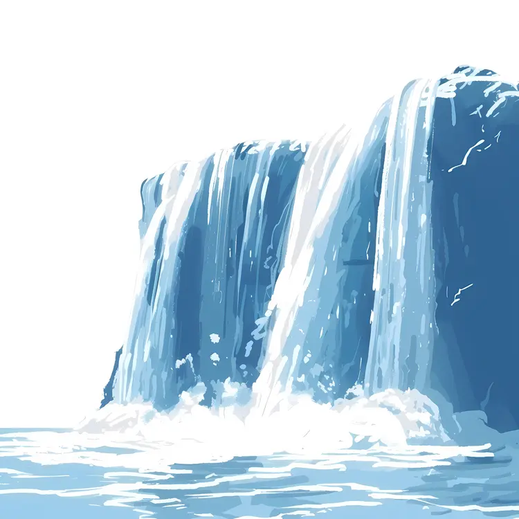 Blue Waterfall on Rocky Terrain
