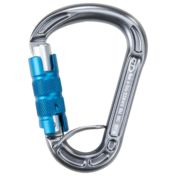 Blue Carabiner for Climbing Safety