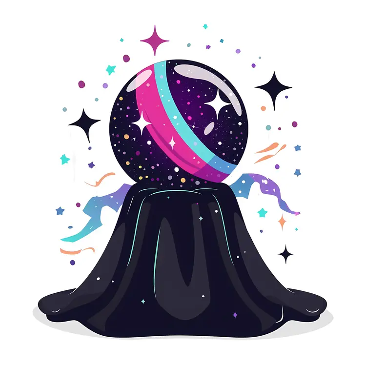 Crystal Ball with Black Cloth and Stars