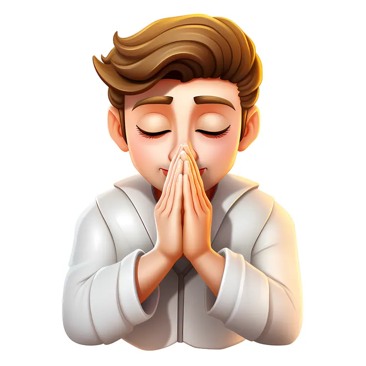 Praying Man with Brown Hair