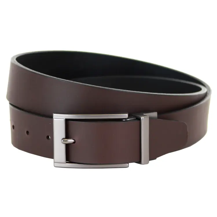 Brown Leather Belt with Silver Buckle