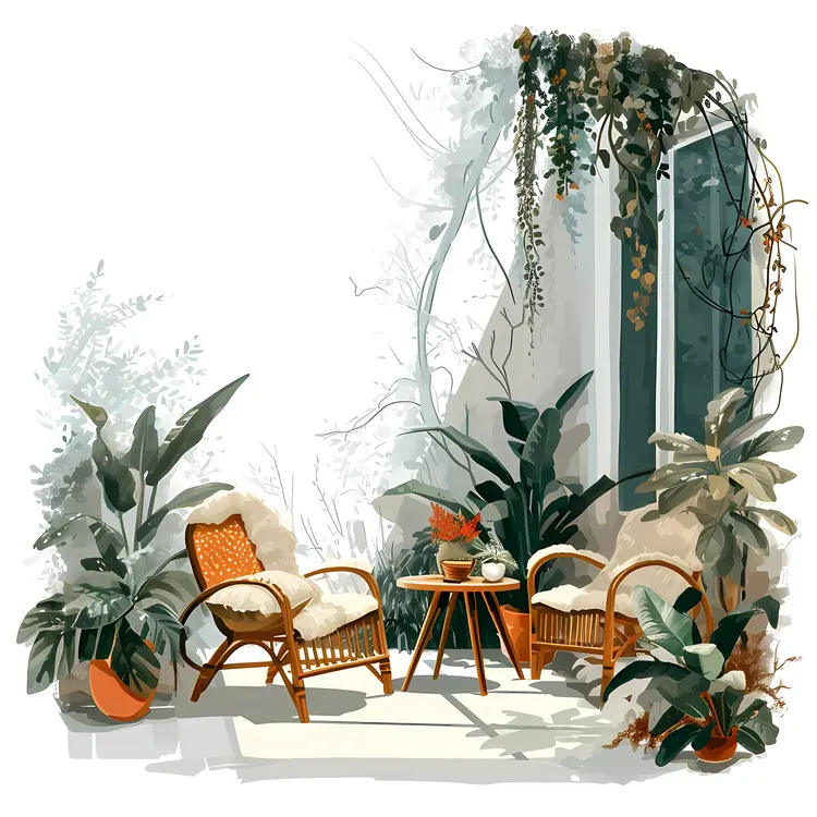 Cozy Indoor Garden with Plants and Chairs