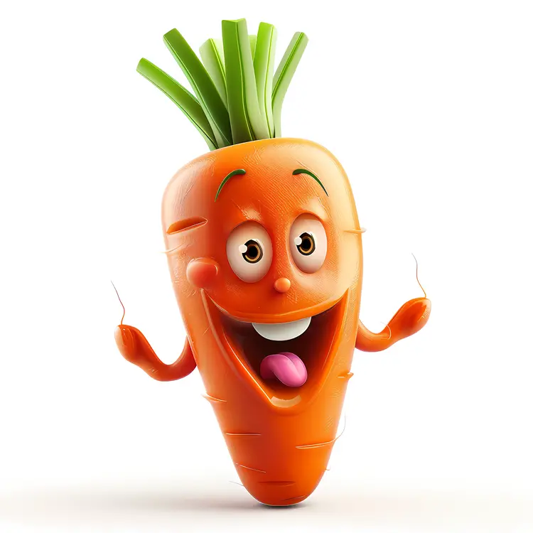 Excited Cartoon Carrot
