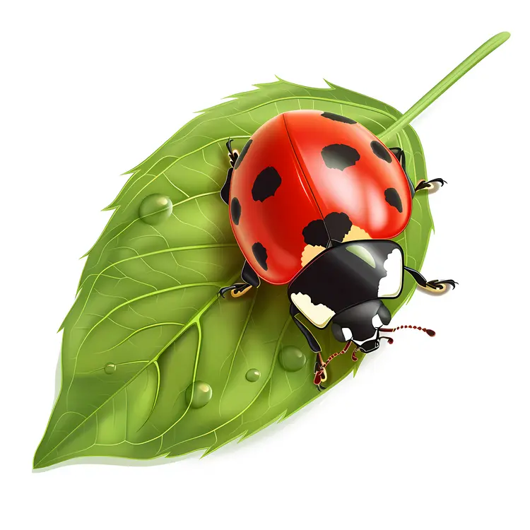 Ladybug on Green Leaf