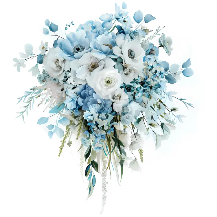 Blue and White Flower Bouquet