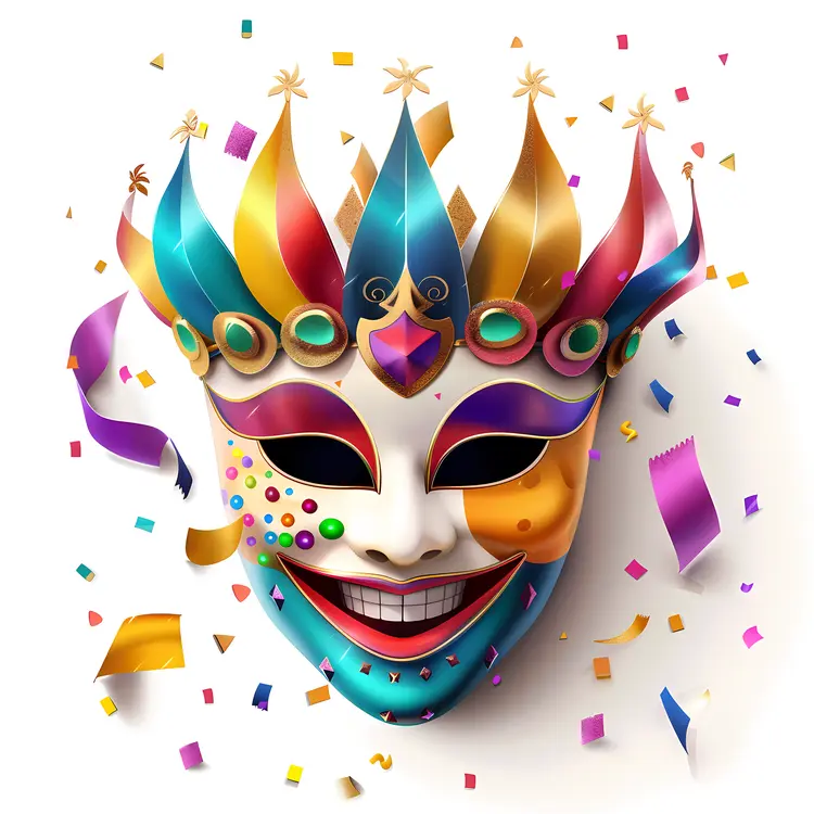 Colorful Carnival Mask with Confetti