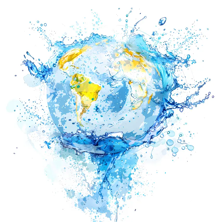 Earth Water Splash Illustration