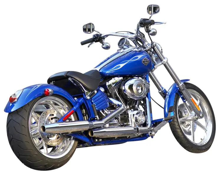 Blue Motorcycle with Chrome Details
