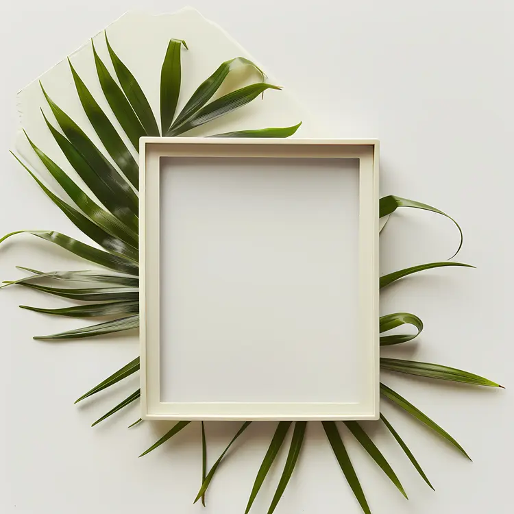 White Photo Frame with Green Leaves