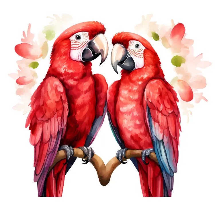 Pair of Red Parrots