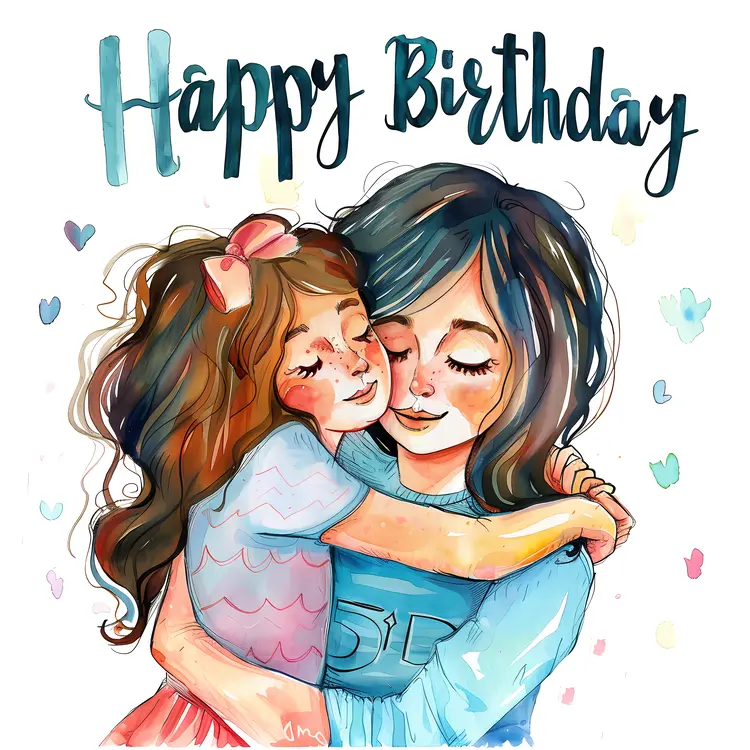 Mother and Daughter Hugging for Birthday