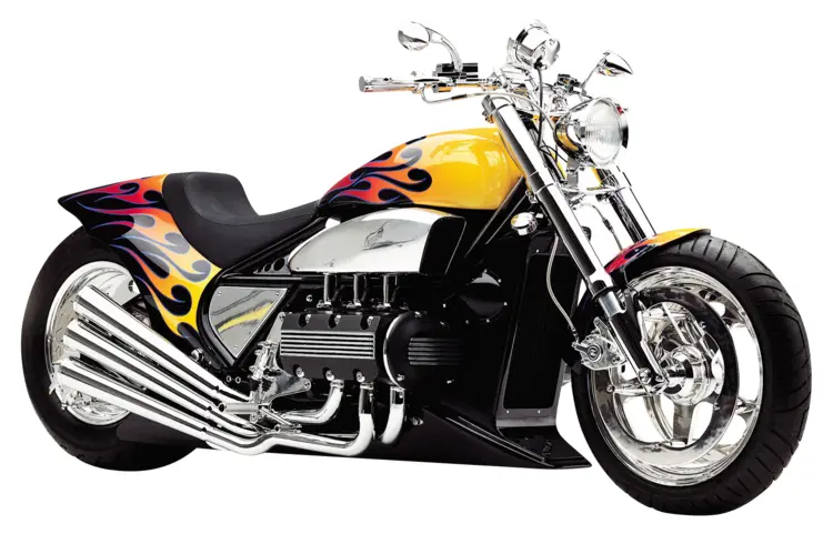 Yellow Motorcycle with Flame Design
