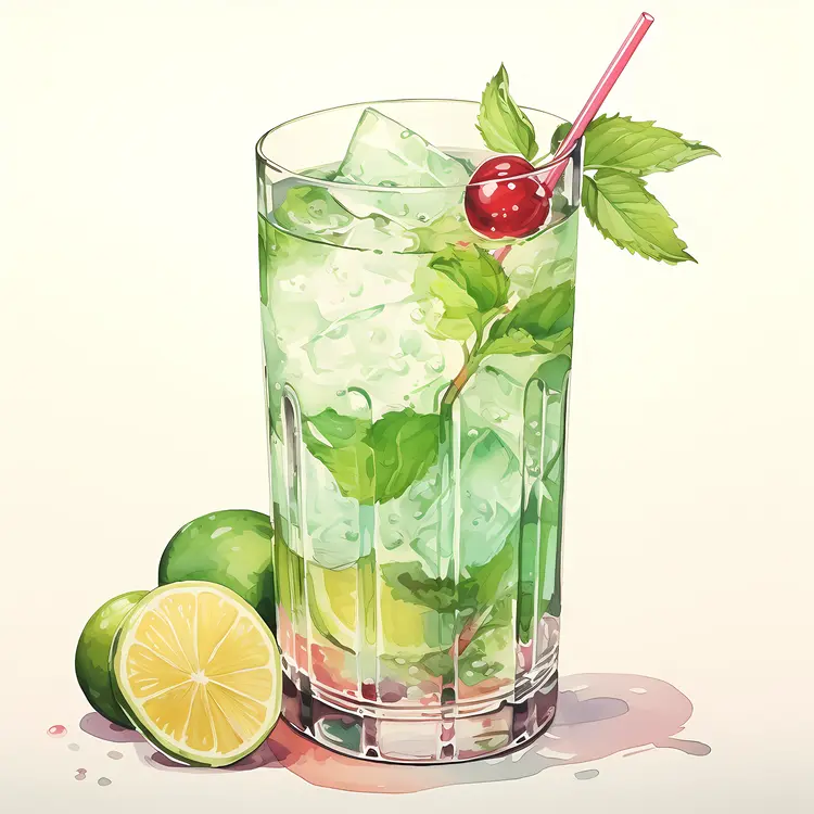 Refreshing Green Cocktail with Lime and Mint