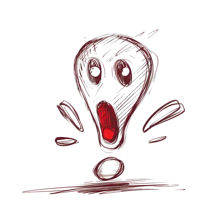 Screaming Cartoon Sketch with Exclamation Marks