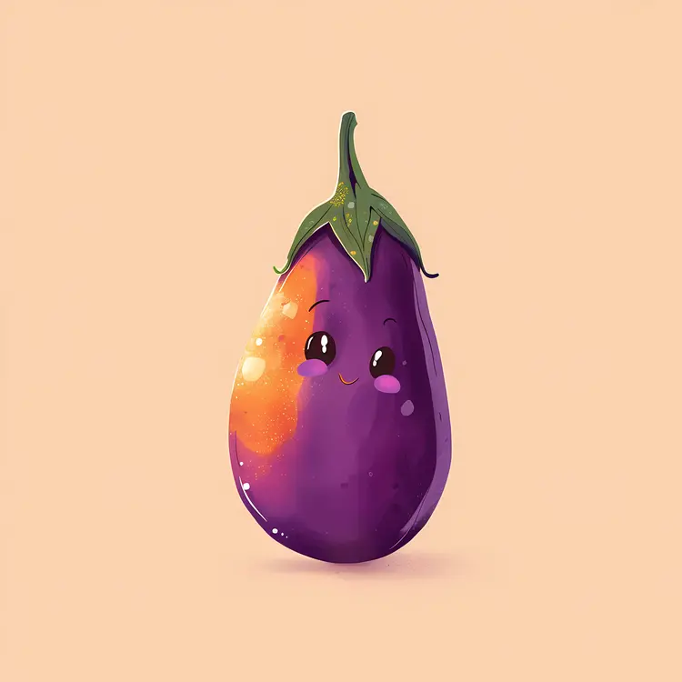 Happy Eggplant with Shiny Surface
