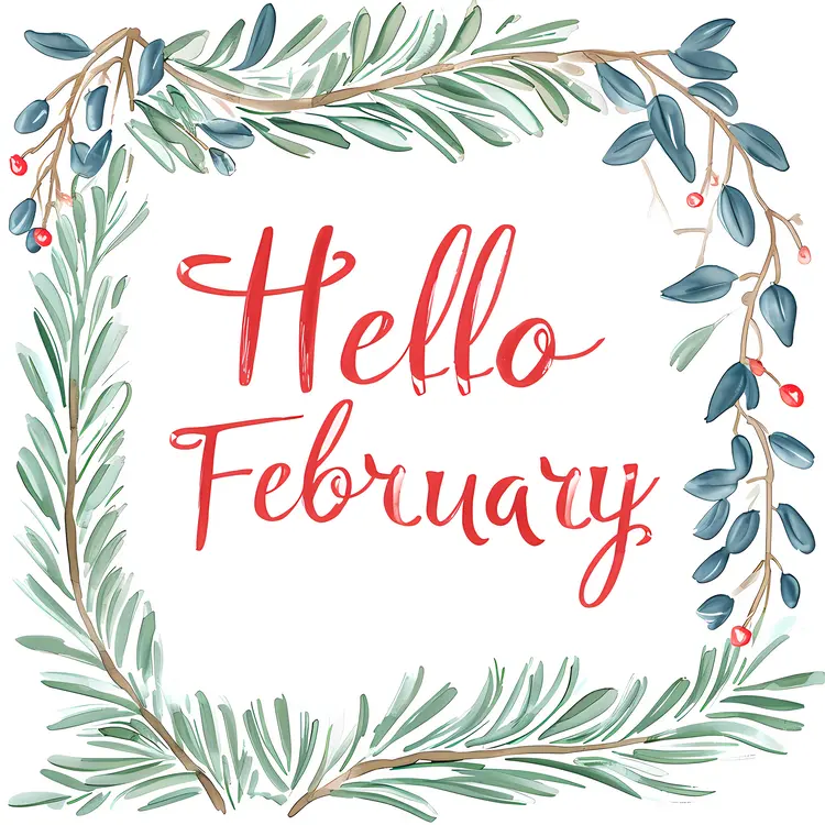 Hello February Greenery Wreath