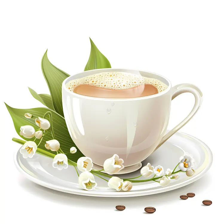 White Coffee Cup with Lily of the Valley