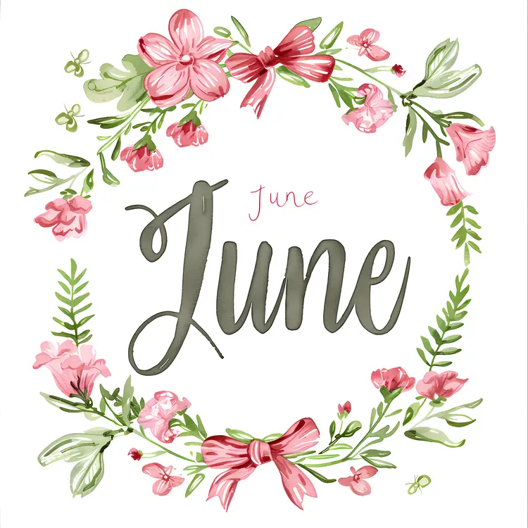 Pink Flowers with June Text