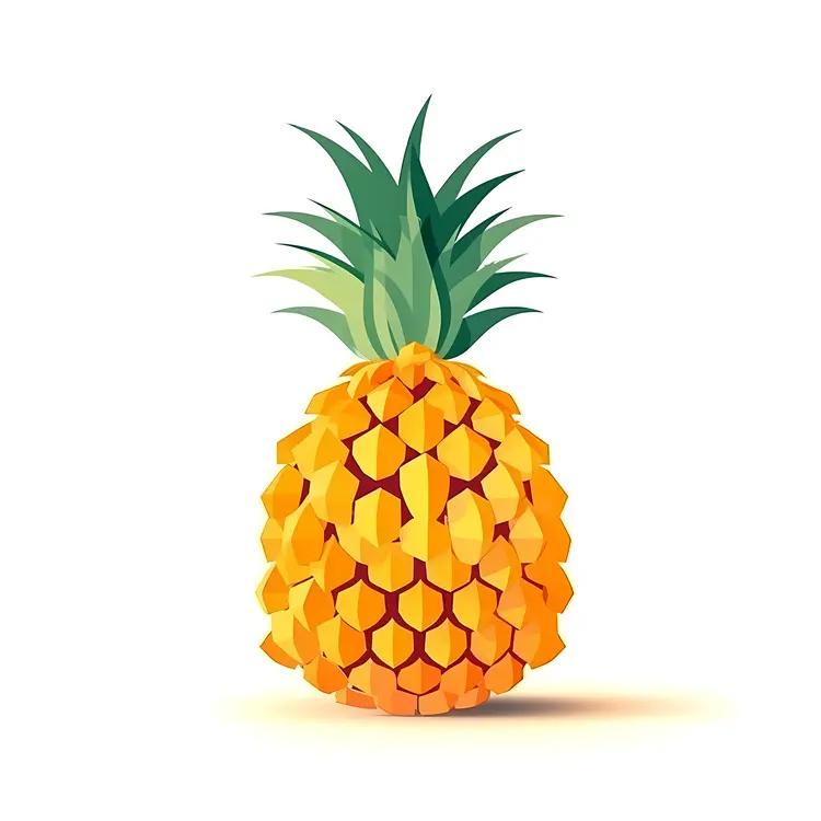 Yellow Pineapple with Green Leaves