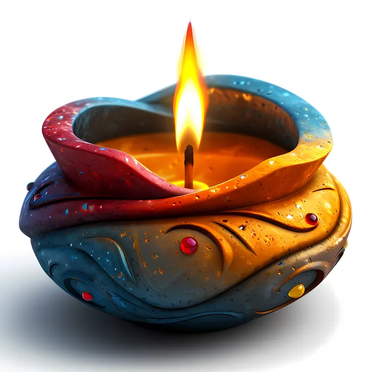 Colorful Decorative Candle with Flame