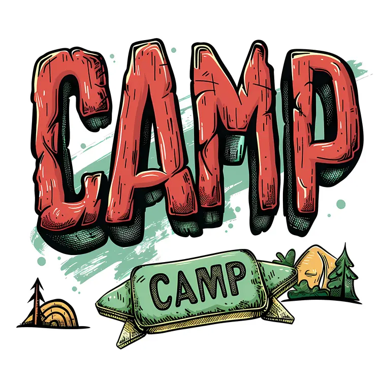 Camp Sign with Forest Background