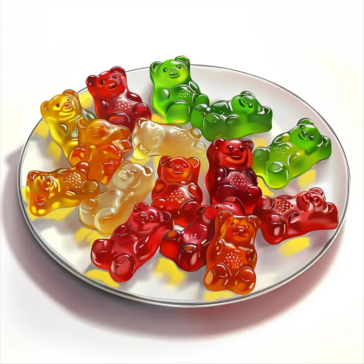Plate of Colorful Gummy Bears
